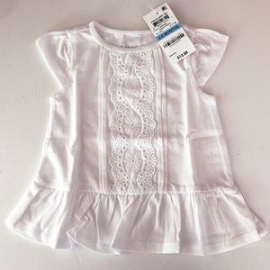 NWT Girls white eyelet shirt, size 3-6 & 6-9 mo